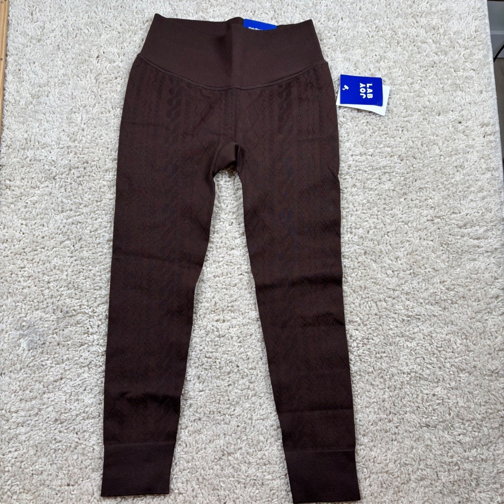 JoyLab Womens High-Rise 7/8 Seamless Knit Leggings Fudge Brown Size M New‎